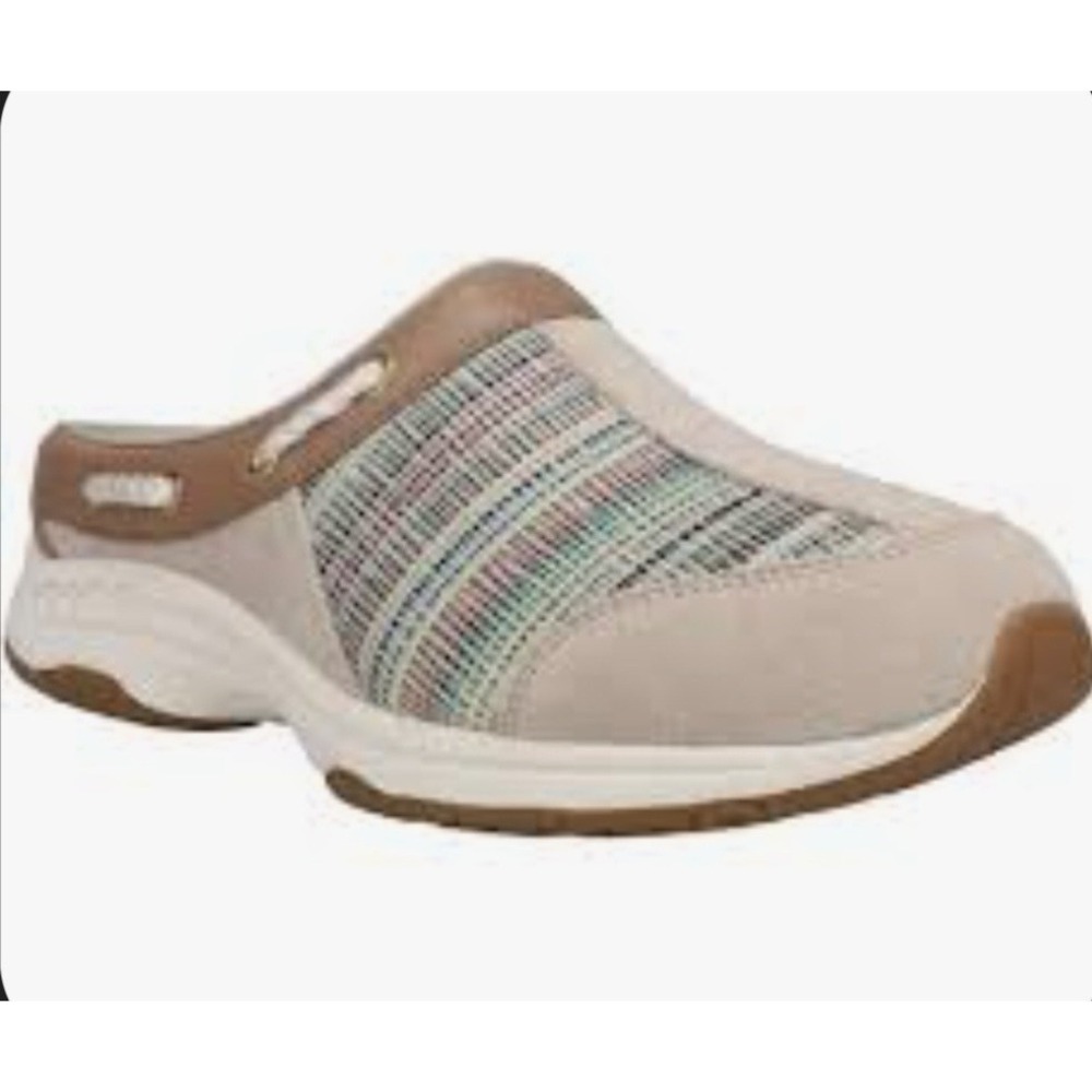 Easy Spirit Size 7 Natural Multi Travelport Comfort Slip-On Clogs Mules Nautical